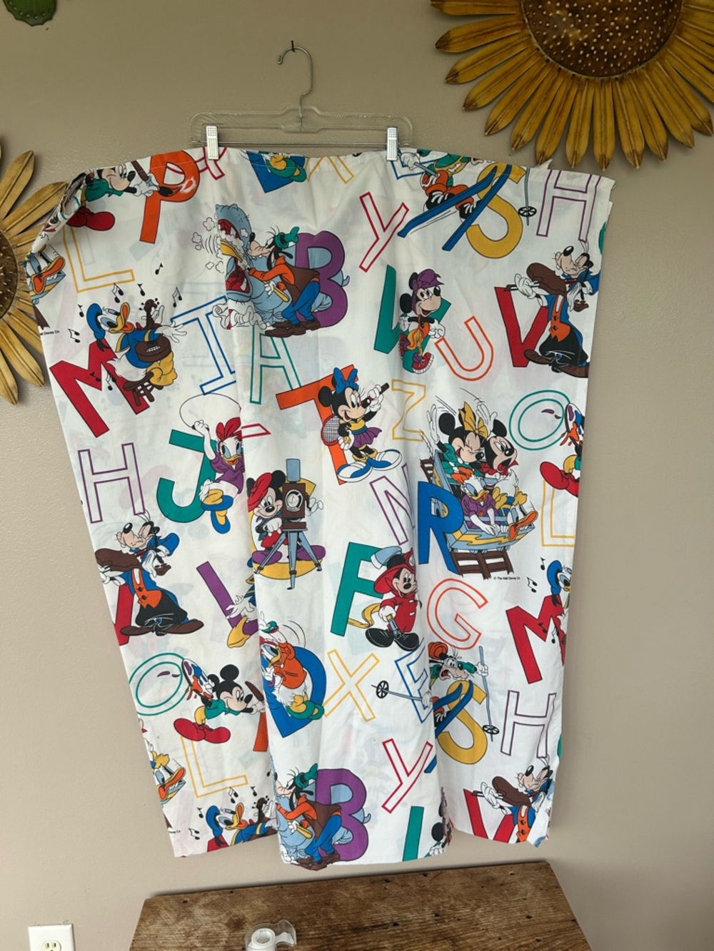 VTG Mickey Mouse & Friends ABC Flat Sheet Only. Nostalgia~Great for Crafting